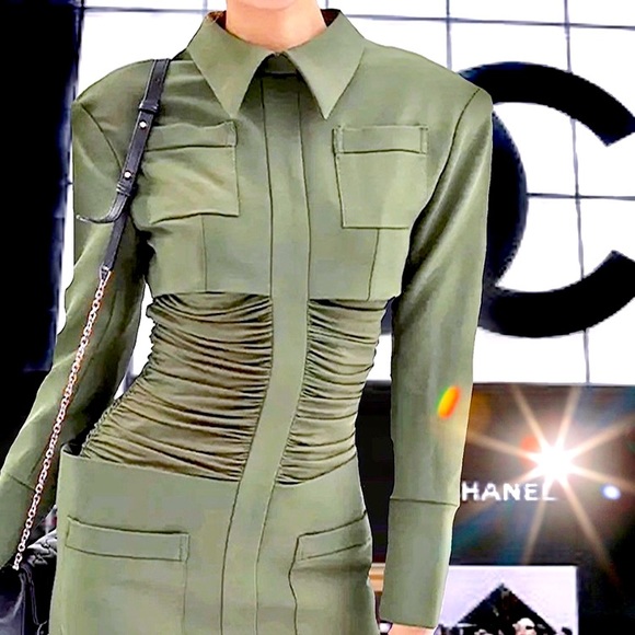 Army Cape Designer Mini Dress. - Picture 11 of 17
